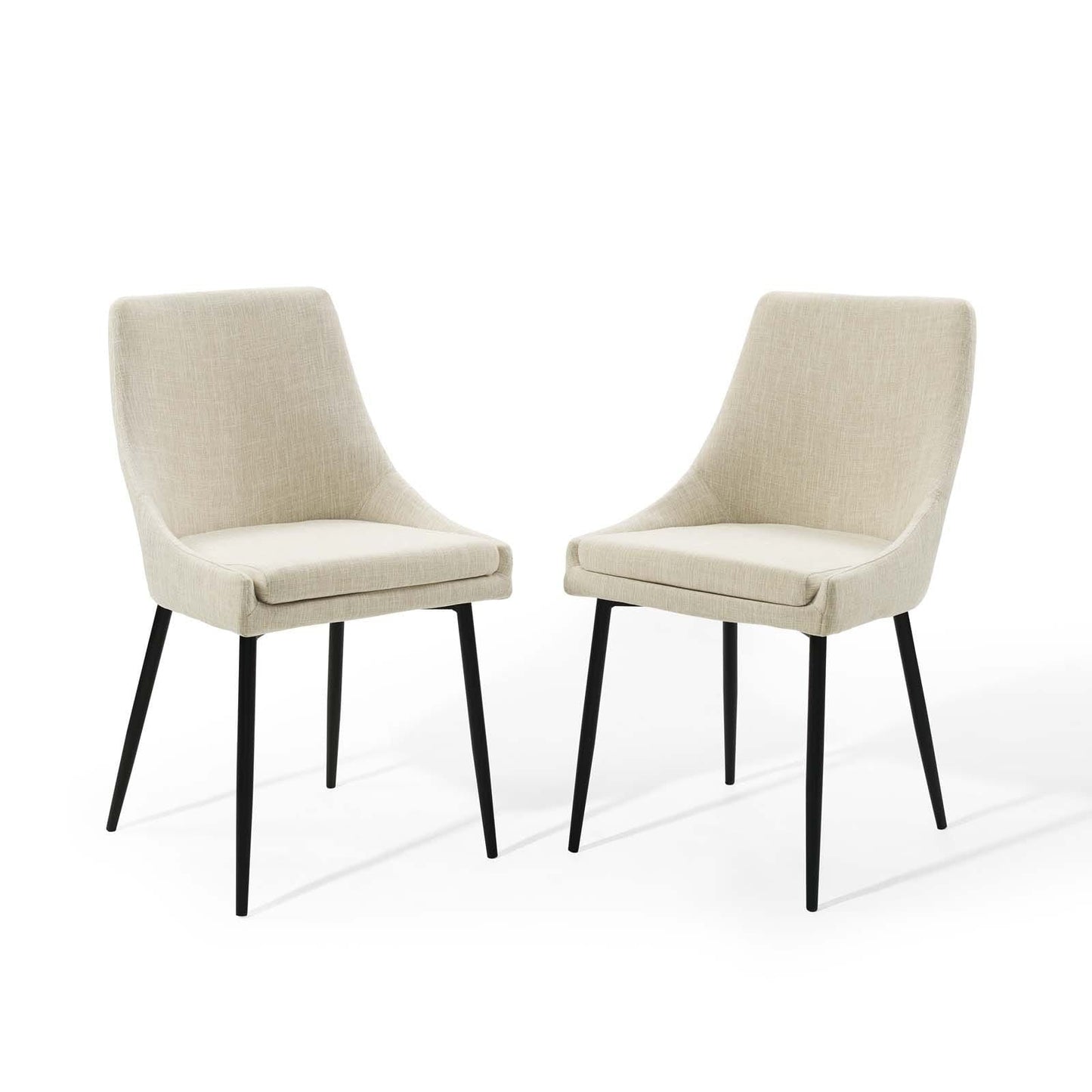 Viscount Upholstered Fabric Dining Chairs - Set of 2 Black Beige