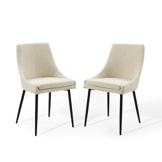 Viscount Upholstered Fabric Dining Chairs - Set of 2 Black Beige