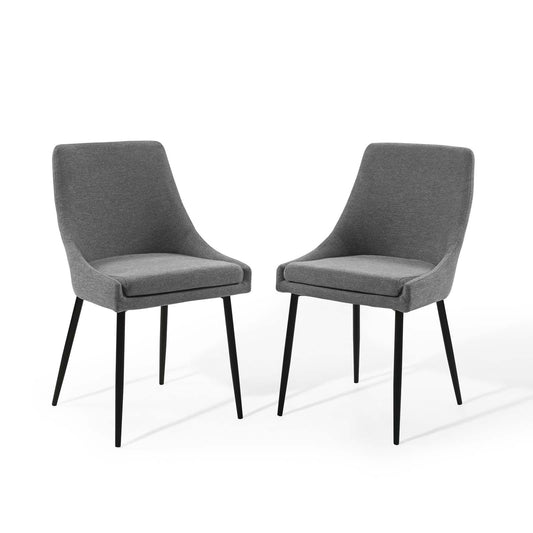 Viscount Upholstered Fabric Dining Chairs - Set of 2 Black Charcoal