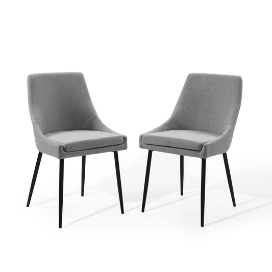 Viscount Upholstered Fabric Dining Chairs - Set of 2 Black Light Gray