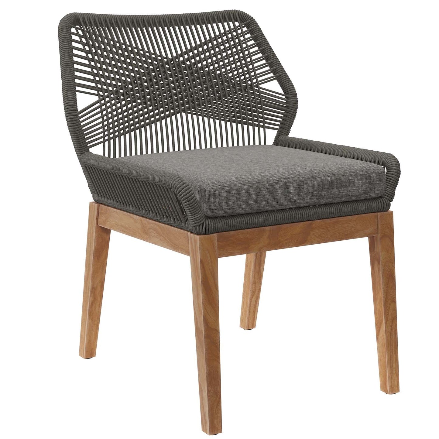 Wellspring Outdoor Patio Teak Wood Dining Chair Gray Graphite