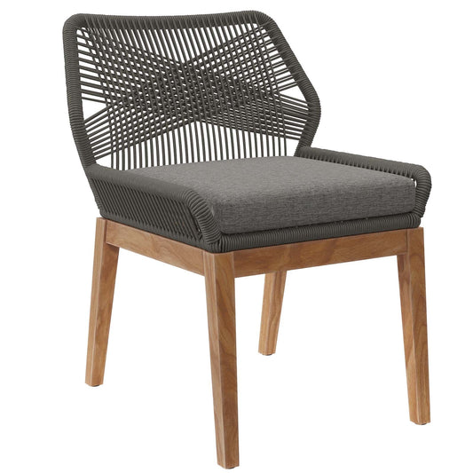 Wellspring Outdoor Patio Teak Wood Dining Chair Gray Graphite
