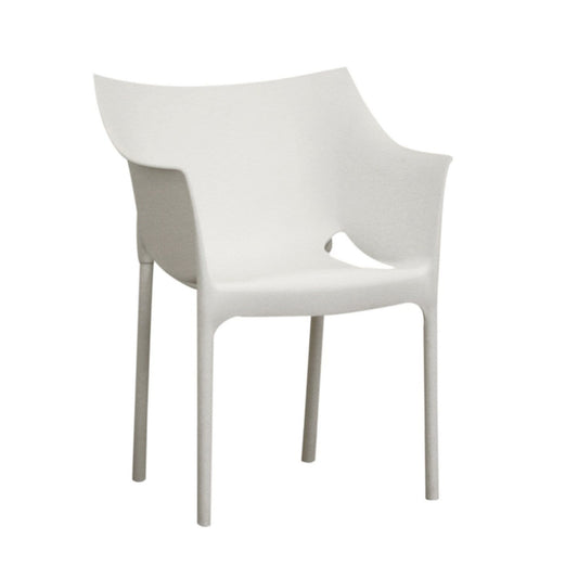 White Molded Plastic Arm Chair (Set of 2)