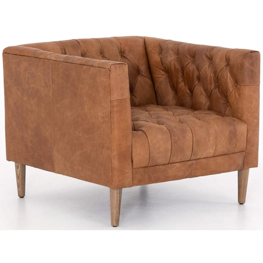 Williams Leather Chair, Natural Washed Camel