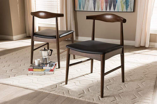 Winton Mid-Century Modern Walnut Wood Dining Chair (Set of 2)